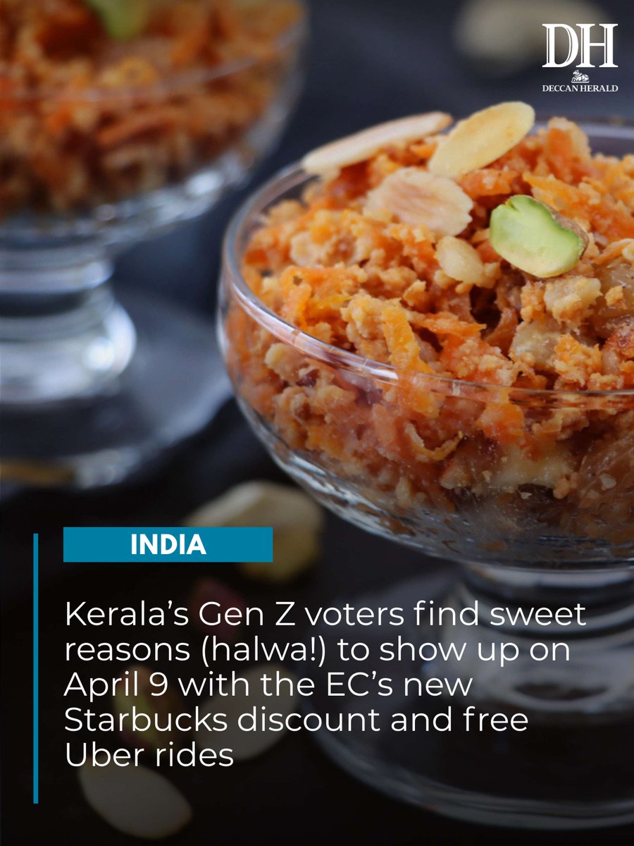 DeccanHerald's tweet image. #Kerala | Free #Uber rides, halwa and rice flour at Re 1 may sound like an advertisement to attract customers to a store, but are actually initiatives by the #EC to encourage young electors to vote in the #KeralaAssemblyElections2026 in the state on April 9.