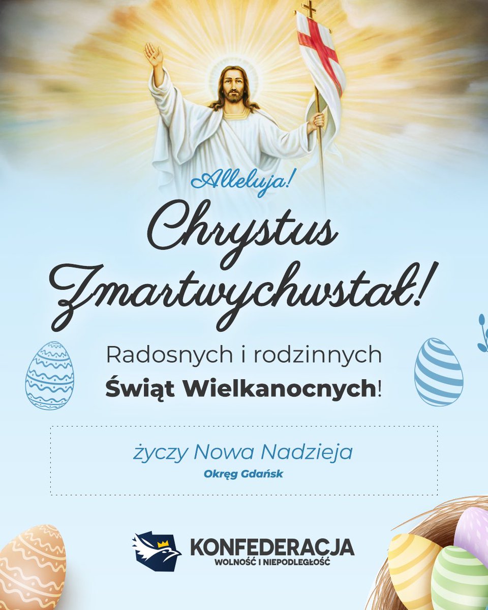 NataliaKolc's tweet photo. Zdrowych, spokojnych i radosnych Świąt #Wielkanocnych 🐣 pełnych #nadziei, #wiary i #miłości.
Niech ten wyjątkowy czas przyniesie odrodzenie ducha, ciepło rodzinnych spotkań oraz mnóstwo wiosennej energii.
Wesołego #Alleluja! https://t.co/B9LT9lsjaK