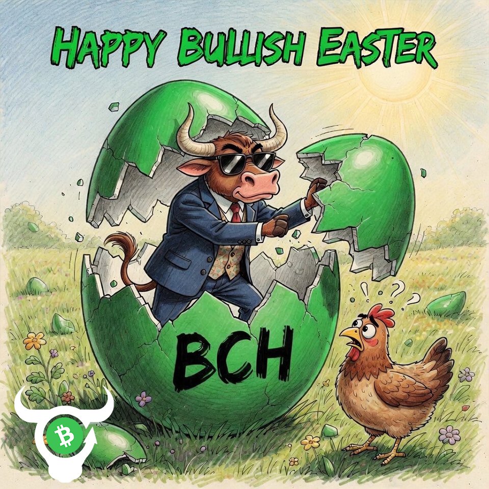BCH_BULL's tweet photo. Happy Easter from the BCH Bull team! ๐๐ฅ
Hatched strong and feeling extra bullish today.
Wishing you all a green, fun, and prosperous Easter! ๐
#BitcoinCash #Easter