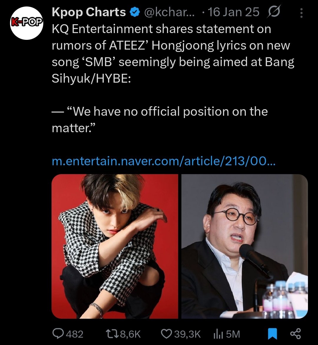 heesvnico's tweet photo. need the whole kpop industry to take action against hybe/bangpd like hongjoong https://t.co/JtVdGWzO1W