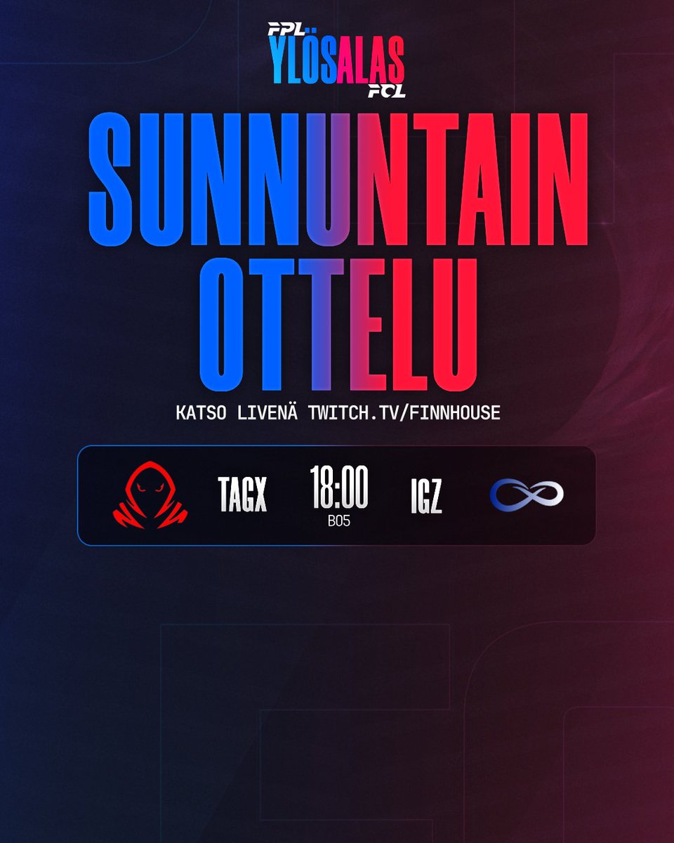 FinnHouseLoL's tweet photo. Toinen Round 1 peli luvassa!
@tagxesports 🆚 @IGZ_esports
🕕KLO 18:00
#UPandDOWN #YLÖSALAS https://t.co/J1hhp1v91o