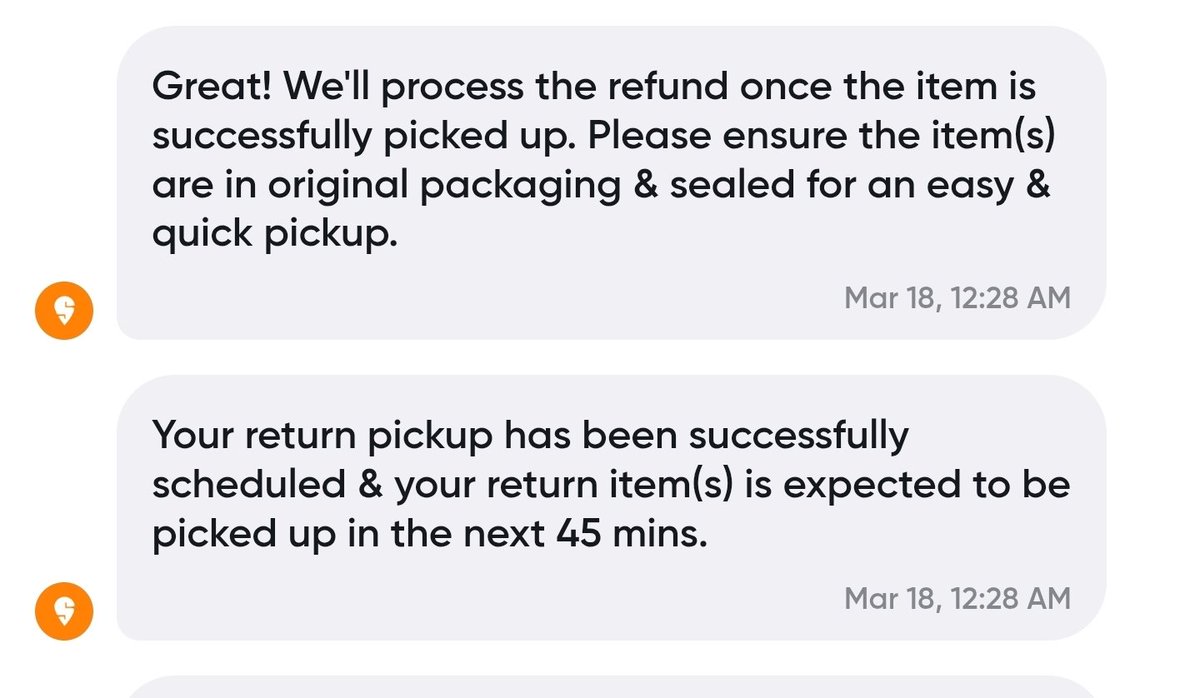 parthm1's tweet photo. @Swiggy , @SwiggyCares In what world or by which laws do you guys think delivering the wrong product and not refunding the user is ok? 
Asking user to return a product at 1.30 am is ok but refunding the same user is not?
Y'all don't deserve honest users. https://t.co/7Hxa6Rexvc