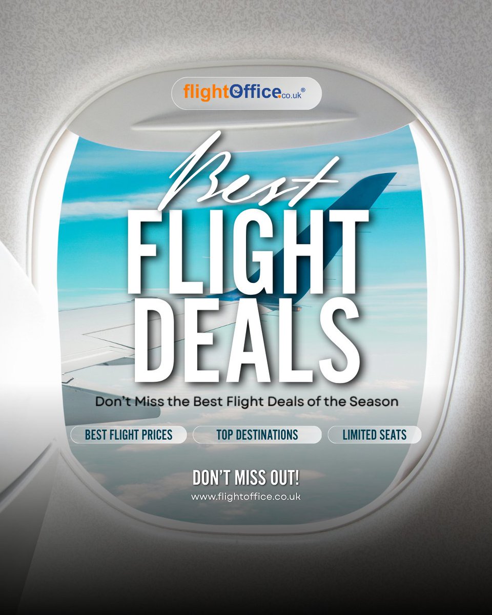 flightofficeuk's tweet photo. ✈️ Don’t Miss the Best Flight Deals of the Season!

Ready to take off on your next adventure? 🌍
Grab unbeatable fares to your favorite destinations with Flight Office—your trusted travel partner for affordable flights!

🌐 Visit: https://t.co/o3sTk3ZlcP https://t.co/QbBwxPU4lo