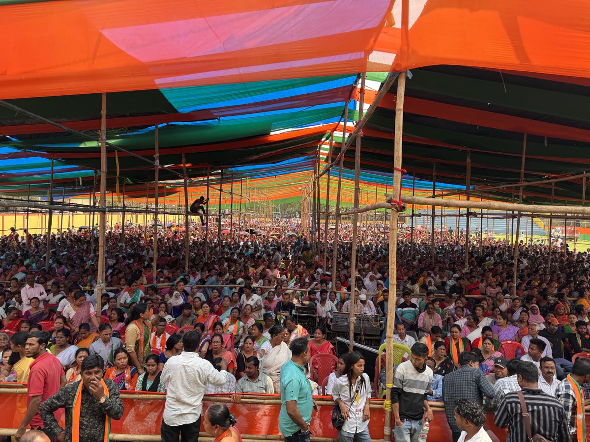iNarinderRaina's tweet photo. A massive public rally held in Raha Vidhan Sabha, Assam, where thousands of people gathered to extend their support to BJP candidate Sashi Kanta Das.

⁦@BJP4India⁩ https://t.co/REsq6aZX57