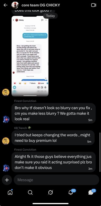 inwe2011's tweet photo. 🚨 TOTAL EXPOSURE: $CHICKY DEVS ADMIT TO CRIMINAL THREATS ON VIDEO! 🚨

The scammers behind 2AMYvN5zvXMC9ueA6vznaiaEqWrjpxHCisa2Nuc5pump is officially DONE. 

We have the second video where they ADMIT to threatening the original creator @CHICKY_MOVES!

1️⃣ THE CONFESSION: They openly admitted on record to harassing and threatening the artist to force him into silence. 

This is why he wiped his bio — HE WAS UNDER TERROR. 

2️⃣ THE DUMP PLAN: Combined with their previous admission: "The only legitimate screenshot is when I said I was dumping at 1.5M", this is the most violent scam in Solana history. 

3️⃣ MARKET MANIPULATION: They used a fake April 1st trademark receipt to cover up their criminal activity and bribe influencers like @ShitCoin2013.

TO @DEXSCREENER: You are hosting a criminal operation that uses death threats to manipulate markets. FLAG THIS PAIR IMMEDIATELY or you are complicit in this extortion!

TO HOLDERS: You are funding people who threaten artists with violence. They admitted they are dumping at 1 and  1.5M. GET OUT BEFORE THE FINAL RUG! 📉☢️

#CHICKY $CHICKY #SolanaScam #RugPull #CriminalExpose 🚨