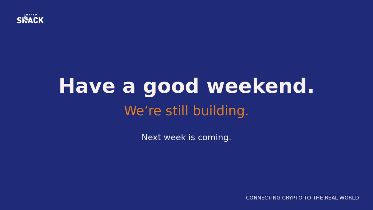 CryptoSnack_'s tweet photo. Good week.

Real movement.

Zealy filling up.
Discord firing.
Everything starting to connect.

Take the weekend.

Enjoy it.

But just know…

this doesn’t slow down.

While most switch off,
we keep building.

Next week is already taking shape.

Wallet.
New piece to the pillars.
Something bigger getting close.

It’s all moving.

Have a great weekend, Snackers 🍩 🤝

#SNACK