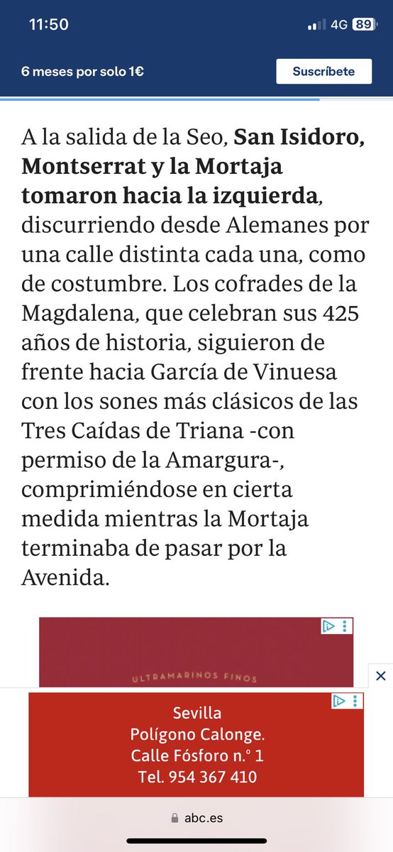Señores de <a href="/abcdesevilla/">ABC de Sevilla</a> la crónica de las cofradías del Viernes Santo tarde es una vergüenza. Mi hermandad de Montserrat hace DOS AÑOS !!! que no pasa por ahí. El reportero escribió la crónica sin pisar la calle…

Un auténtico despropósito.