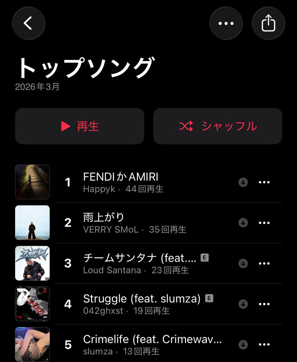 itsu_rap's tweet photo. 3月によく聞いた曲🎧
スラムザにハマった〜 https://t.co/tWyBz7hfrj