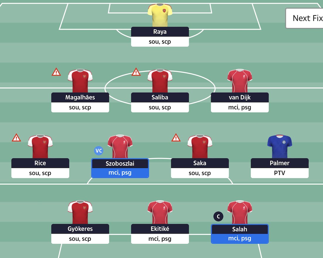 FPLCesar's tweet image. #Dreamteam GW30 Reveal

5/6 FT's used: Leno, Hall, Gordon, Fernandes + Haaland ➡️ Raya, Saliba, Rice, Gyokores + Salah.

Overall rank: 254th

Team Value: 56.1 

Money itb: 0.3 

Captain: 🇪🇬👑