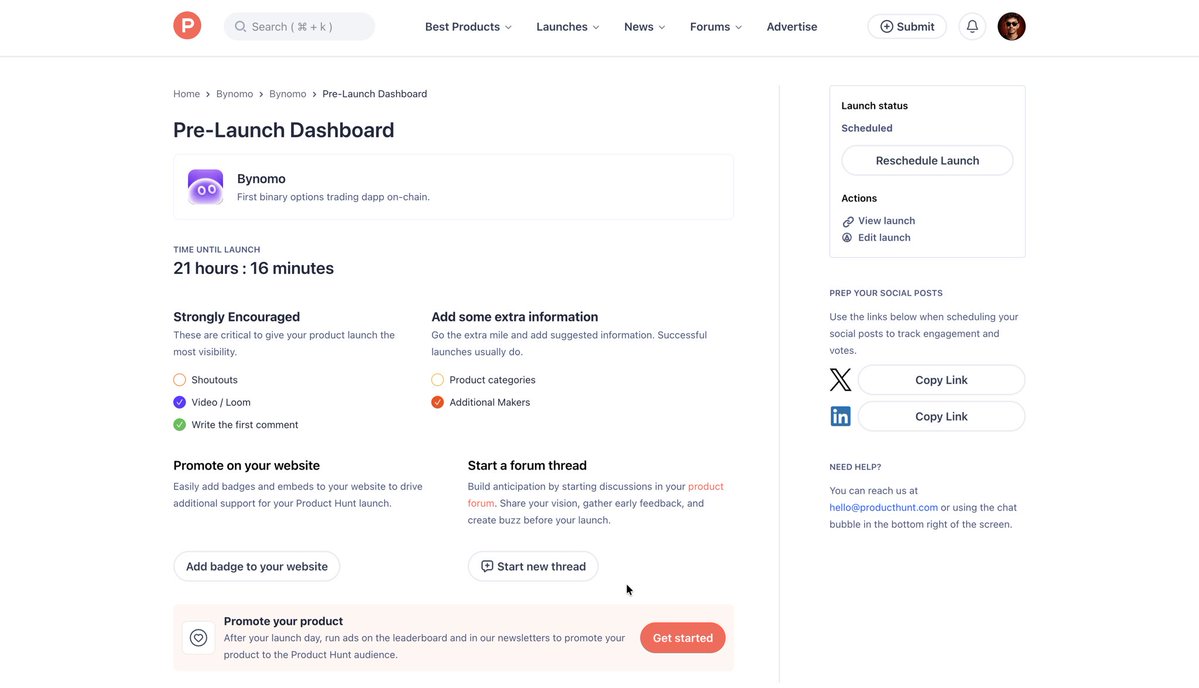 21 hours to go.

Bynomo goes live on Product Hunt.

Let’s make this count.