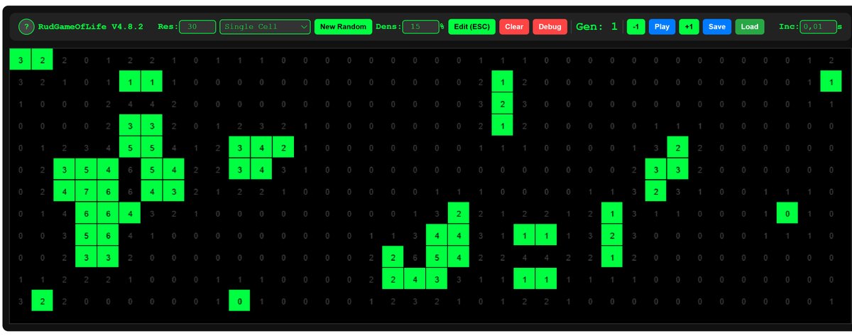 RudiPo's tweet photo. Read about/watch/play Rudi's "Game of Life Explorer" https://t.co/Rh82dzsaWX from John Conway. Coded by Gemini  3.1 Fast directed by my dialogue  prompts https://t.co/LgCXGXmgu5