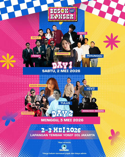 hamifura's tweet photo. Jual murah WTS
Tiket day 2 
Dijual krn salah beli
85k aja nego, aslinya 150k
BESOK KONSER 2026
Lokasi : Lapangan Tembak Yonif 201, Cimanggis, Jakarta Timur
Line Up :  Tulus, Nadin Amizah, HIVI!, Perunggu, .Feast, Bernadya, Robokop, Manusia Aksara, Tenxi, dan artis lainnya https://t.co/54V9n8ynHz