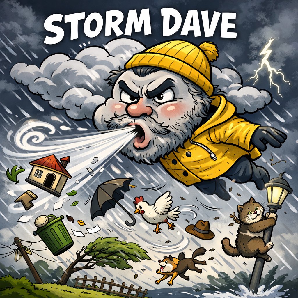 PatCatney's tweet photo. Storm Dave is expected tonight, as predicted looks like we’re in for a rough one. Batten down and bring in anything that could blow about. Hopefully everyone stays safe and there’s no damage. Take care folks. https://t.co/GobIcpzKze