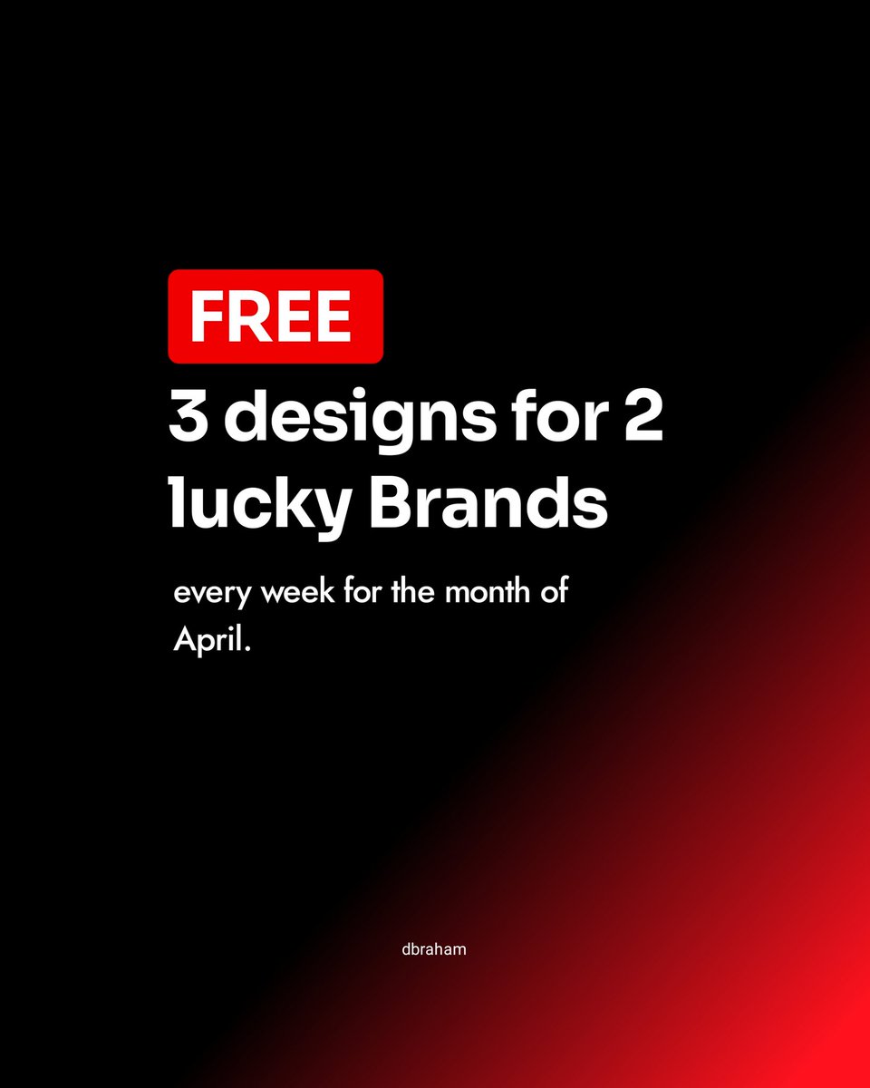 abramsart_'s tweet photo. Get free graphics for your brand.
I'm picking 2 random brands to design 3 social media designs each for free starting from the first week after Easter Sunday. indicate and i will pick randomly.

Don't follow me cuz I will be doing this every week for the whole month of April. https://t.co/J7jUdFhk1N