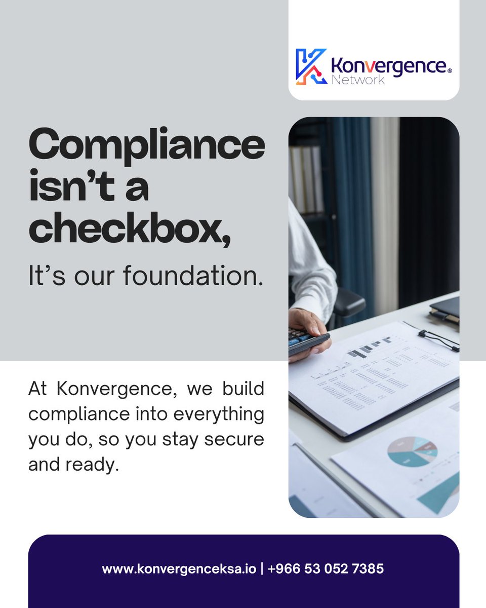 konvergence01's tweet photo. Compliance isn’t a checkbox, it’s the backbone of real security. 
Build it into everything you do and stay audit-ready, always. 🔐

@konvergence01  #CyberSecurity #RiskManagement #Infosec #Konvergence https://t.co/rN3uAgzwmq
