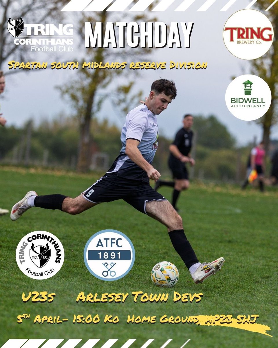 TCAFC_U23s's tweet photo. MATCHDAY ⚪️⚫️

📆: Today
🕒: 3pm KO
🆚: @ArleseyTownFC Dev’s
📍: Icknield Way, Tring, HP23 5HJ
🏆: Spartan SMFL Reserve Division
💷: £3 entry
🍻: Bar open

@TCAFC_Official
Sponsors:
@TringBrewery
@BidwellAccount https://t.co/M47UDESQ82