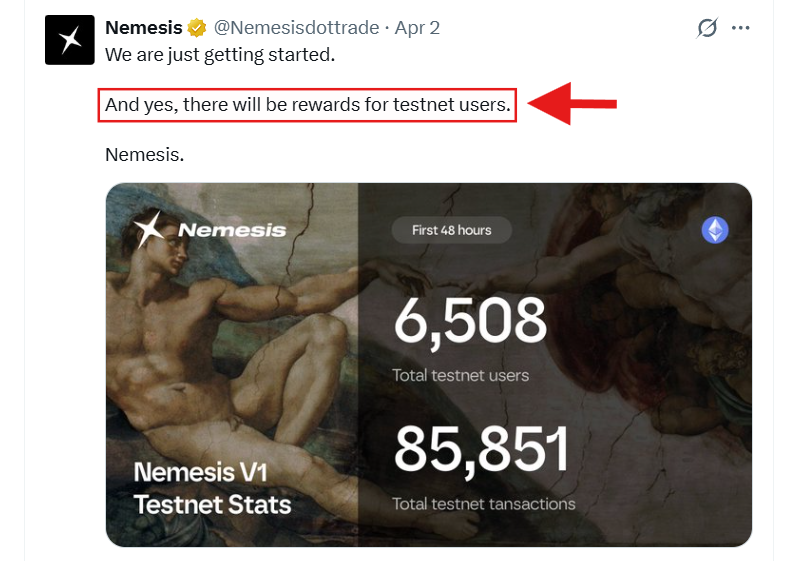 CryptoGurujiOG's tweet photo. Nemesis: FREE Airdrop Complete Guide 🚀

@Nemesisdottrade is a permissionless margin trading protocol that lets users long or short any on-chain token with up to 5x leverage in a fully decentralized way.

Steps 👇

Step 1: Claim Sepolia ETH Faucet 

• Faucet 1: https://t.co/VTuITMwdjo
• Faucet 2: https://t.co/PXIqlAR7KN
• Faucet 3: https://t.co/hTlkvtzAFW

Step 2: Use Nemesis testnet daily 

• Visit: https://t.co/9QQrV4XVuR
• Connect your wallet
• Swap testnet ETH for USDC
• Select Short
• Open a Short Position 
• Close your Short Position
• Select Long
• Open a Long Position
• Close your Long Position
→ Repeat this 2-3 times daily 

• Select "Liquidity" tab
• Click Create new position 
• Choose ETH and USDC
• Add Liquidity 
→ Repeat this 1-2 times daily

• That's all for now ✅ 

📢 Follow me for regular updates.