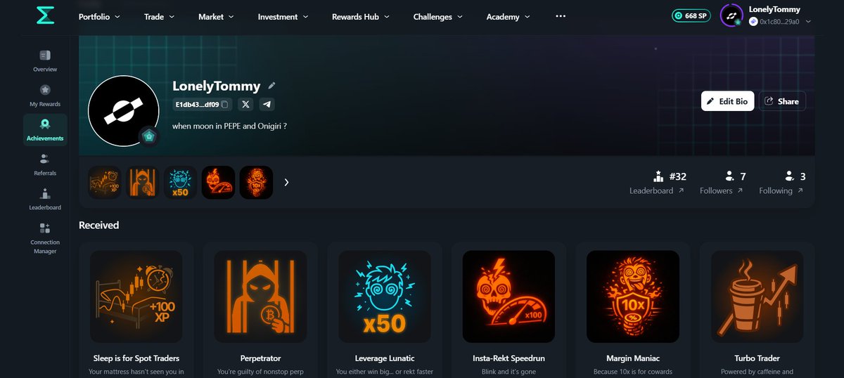 gSumex 

 <a href="/Sumex_Labs/">SUMEX | Web3 SuperApp</a> dropped a fresh badges to users! 

These sleek achievements add a nice touch to your profile and, more importantly, serve as an additional criterion for the upcoming airdrop.  

Every trade, challenge, and milestone you complete is now even more valuable.