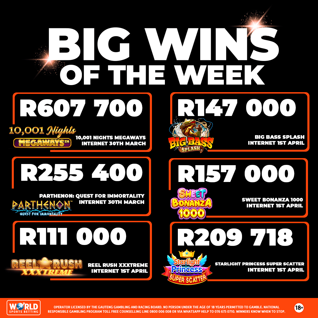 WorldSportsBet's tweet image. Big wins dropping this week 💰🔥

Huge congrats to our latest winners turning bets into BIG payouts 👀

You could be next…

#WSB #BigWins #BetWithTheBest

wsb.co.za