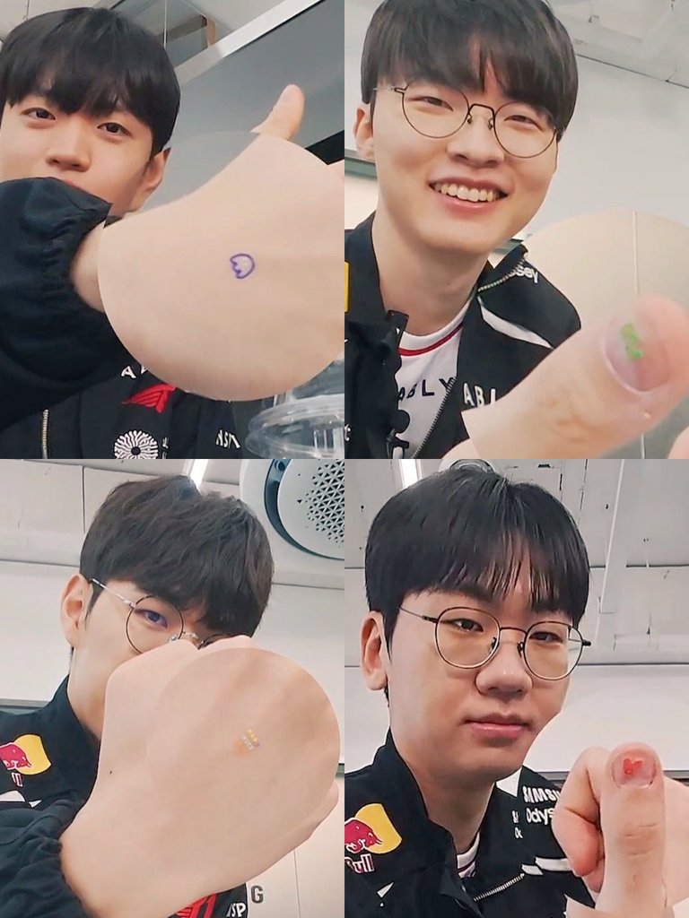 Peyz's hand treatment to DOFK😀🌸💕 Doran : a heart sticker Oner : a have ...