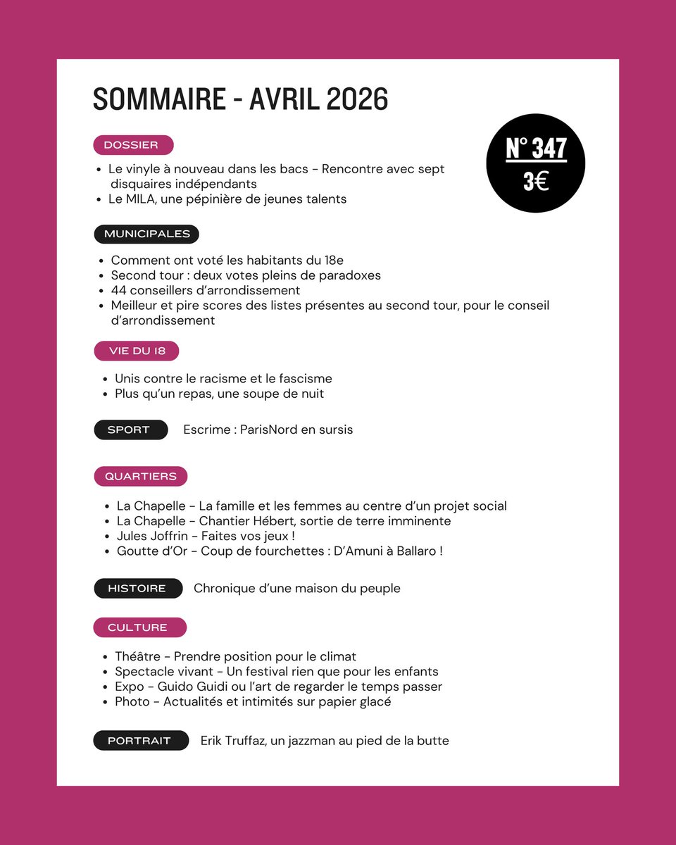 le18edumois's tweet photo. En ce week-end pascal sort notre numéro d'avril. Avec deux temps forts : un tour d'arrondissement des disquaires et une analyse des résultats des municipales. Belles Pâques et belle lecture ! https://t.co/vmyJNng6jn