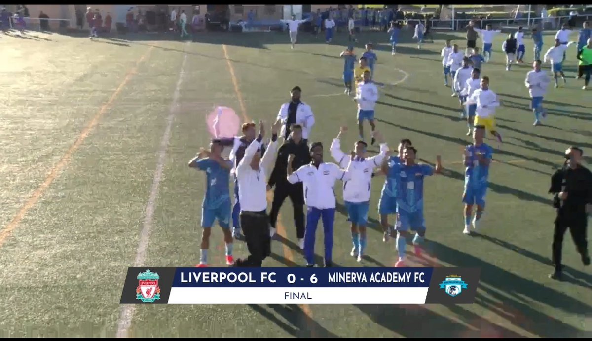 deepakmohoni's tweet photo. (1/2)
🚨 **HISTORY MADE IN SPAIN!** 🇮🇳⚽

India’s Minerva Academy just dismantled Liverpool FC 6-0 in the Round of 16 of the prestigious Mediterranean International Cup (MIC Cup - under-15) 2026 in Bascara, Spain!  This isn’t just a win — it’s a statement.  The boys from Punjab dominated from minute one. 

Goals flew in:  Mohammad Azam Khan opened the scoring in the 2nd minute + added another. Lisham Amarson Singh made it 2-0 in the 11th. Wahengbam Raj Singh scored a brilliant hat-trick (including two quick strikes and a long-ranger).

3-0 up by half-time. Complete control. No mercy.  Minerva, the "Factory of Indian Football" from Mohali, have been dominating Indian youth football for years — multiple U-15 I-League titles, Subroto Cup wins, and a historic European treble last year (Gothia Cup, Dana Cup & Norway Cup).  

Today they showed the world what Indian talent looks like when given the right platform, coaching and belief.  This is bigger than one result. It’s proof that with proper academies and fearless play, Indian football can compete with — and beat — the biggest names in the game.  Huge congratulations to the entire squad, coaches and owner Ranjit Bajaj!  Indian football is rising. Slowly but surely.