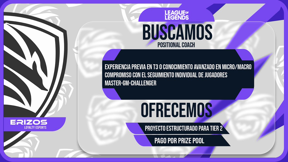 ErizosLE's tweet image. forms.gle/suVkXvuGj2NBob…
#coach #Leagueoflengends #tier2 #tier3 #competitivo #positional #prizepool