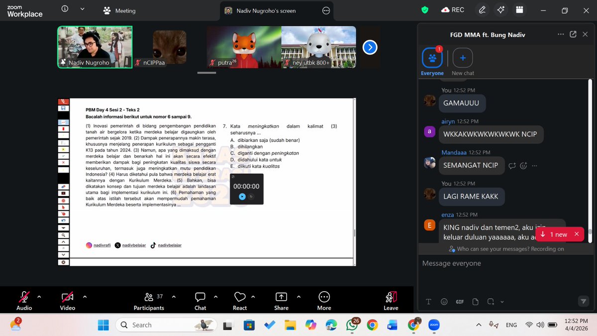 choconcipss's tweet image. FGDDDD KALI INI SERUUUUU BERKALI-KALI LIPAT KARENA ADA GUESTT STAR AHAHAYYY KAKK NADIV MY IDOLLL 🌟🌟🌟🌟🌟 THANKYOUUUSOOOMUCH KAKKKK @nadivbelajar ISINYAA DAGINGGGGG BGTTTTT (kalo ga ada milea) pls rikuess kita fgd lagi yuk sampe UTBK selesai #FGDMMA26 #PROGRESS