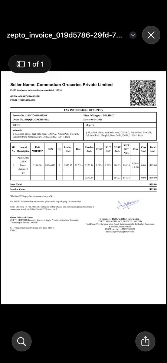 Ani_biswas_'s tweet photo. @ZeptoNow @zeptocares disgusting services by zepto got damaged product in replacement! Got an invalid bill ! There is no serial number in the bill ! Customer service was worst! Call many times but nothing happened https://t.co/15VAhhkWlS