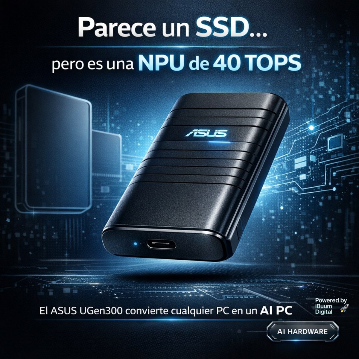 iBuumDigital's tweet photo. Personalmente creo que este tipo de hardware marcará el inicio de una nueva etapa.

Una NPU externa de 40 TOPS capaz de convertir cualquier PC en un AI PC vía USB es justo el tipo de innovación que faltaba.

La IA podría convertirse en un periférico estándar. #IA https://t.co/BZMa2Bk7Nd