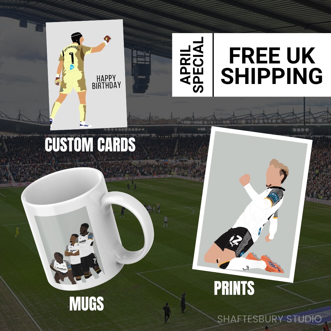 As we get to the end of the season what better time to grab a print or a mug of your favourite player! Grab it while it’s FREE SHIPPING😍

All items on my Etsy store currently have FREE SHIPPING until the end of April 😍

shaftesburystudio.etsy.com

#dcfc #therams #football #dcfcfan
