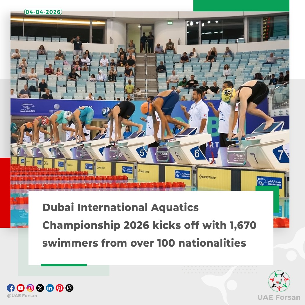 UAE_Forsan's tweet photo. The Dubai International Aquatics Championship (#DIAC) 2026 officially commenced on Friday at the iconic #HamdanSportsComplex, marking a record-breaking edition with the participation of 1,670 male and female swimmers representing more than 100 nationalities 
#UAE #Dubai #DIAC2026 #UAEAquatics #Swimming 
@DubaiSC