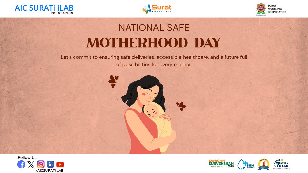 AICSURATiiLAB's tweet photo. 👩‍👩‍👦🌸 Observing National Safe Motherhood Day — ensuring care, respect, and safety for every mother everywhere! 💙✨

#nationalsafemotherhoodday #maternalhealth #careformothers #respectandcare #maternalwellbeing #aicsuratiilab #startup https://t.co/Bi14u343fC
