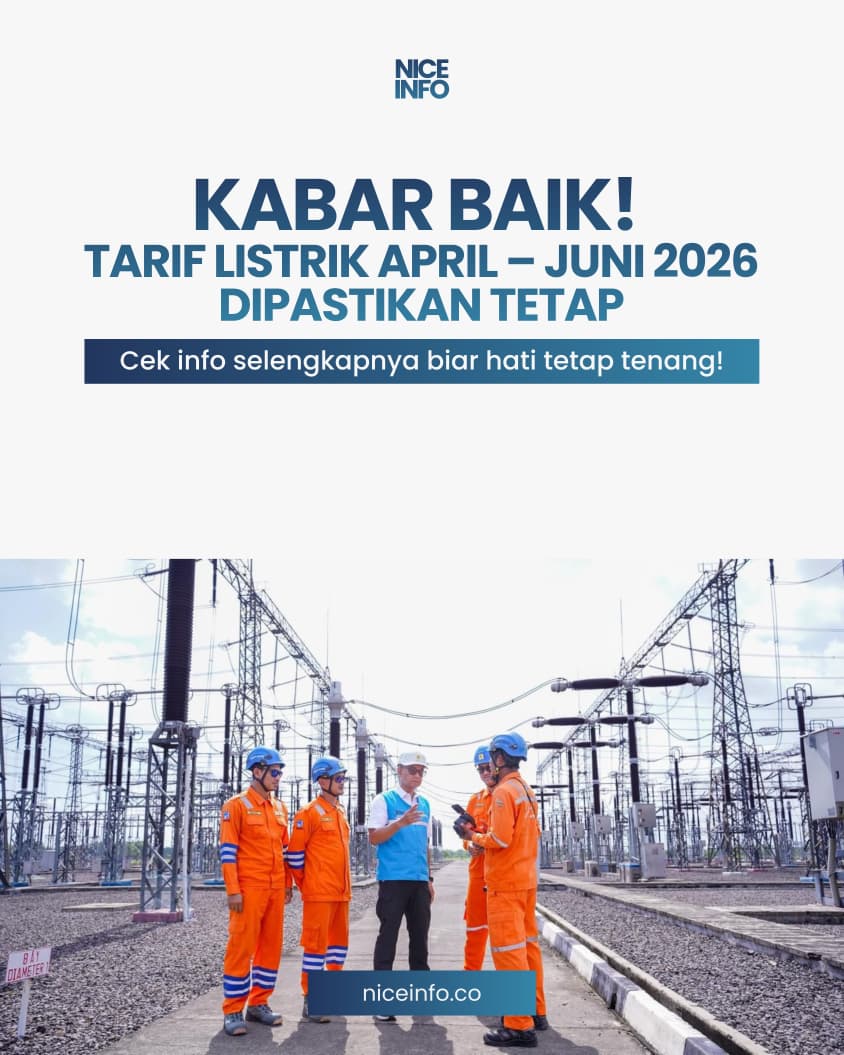 NiceInfo__'s tweet photo. KABAR BAIK: Tarif listrik periode April–Juni 2026 dipastikan TIDAK NAIK!
Keputusan ini berlaku bagi 13 golongan pelanggan non-subsidi guna menjaga daya beli masyarakat di tengah parameter ekonomi yang stabil.
#TarifListrik #PLN #InfoEkonomi #niceinfo https://t.co/cX81Fy6v0F