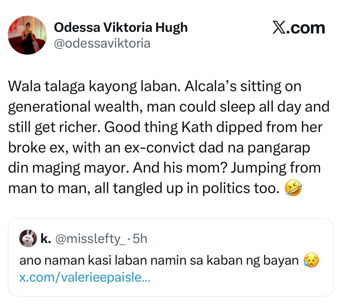 xxxmrsford's tweet photo. defending a corrupt trapo, living off generational wealth na galing sa kaban ng bayan. (OO PERA NG TAONG BAYAN) just to justify that he’s somehow better than your idol’s ex is beyond insane 🥴

tanginamo te masunog sana kaluluwa mo sa impyerno https://t.co/0LNlfp5w5R