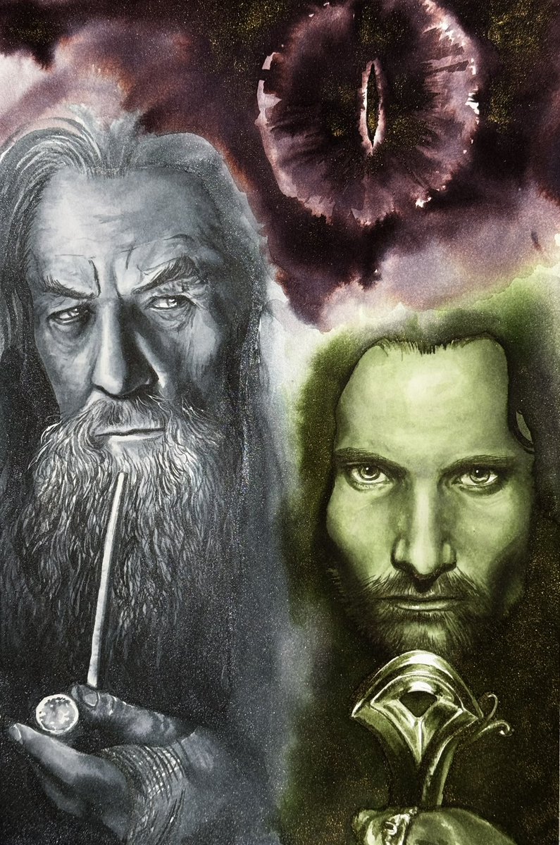 DrawingRie's tweet photo. ロード・オブ・ザ・リングのインクで描いたアラゴルン・ガンダルフ・サウロンの目👁️
フェリスのインクで描きましたー
3本ともすごく良いインクです☺️

マグさーん描いたよー
一本ずつの印象はツリーに↓

#ferriswheelpress 
#thelordoftherings 
#verdantvoyage 
#dawningsilver 
#shadowsofmordor https://t.co/9ZPhZBHb7e