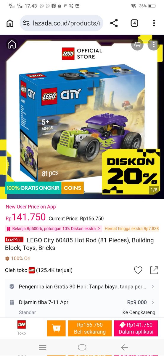 KuninganMa86838's tweet photo. nemu lego keren harga ramah kantong 😭 Eksklusif Di Lazada, pas banget buat nambah koleksi!

https://t.co/lv5i91ayhv

lazada 4.4 sale #EksklusifDiLazada https://t.co/4Oa630dx2x