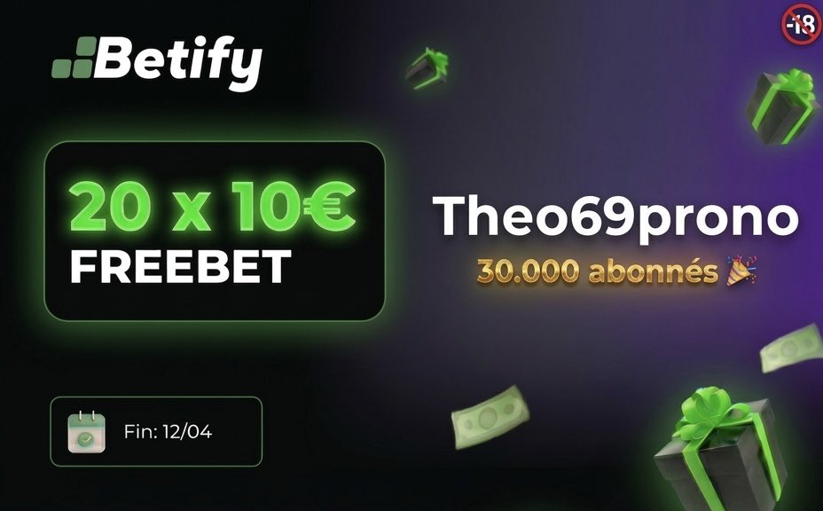 #Concours with <a href="/Betify/">Betify Official</a> 

MERCI POUR LES 30K ABOS 🎉

200€ DE FREEBETS à gagner
10€ pour 20 personnes 🎁 

♻️RT le Tweet
💬COMMENTE ton pseudo Betify (affiliés)

Deviens affilié en t’inscrivant DEPUIS CE LIEN pour participer ⬇️

taap.it/theoXbetify