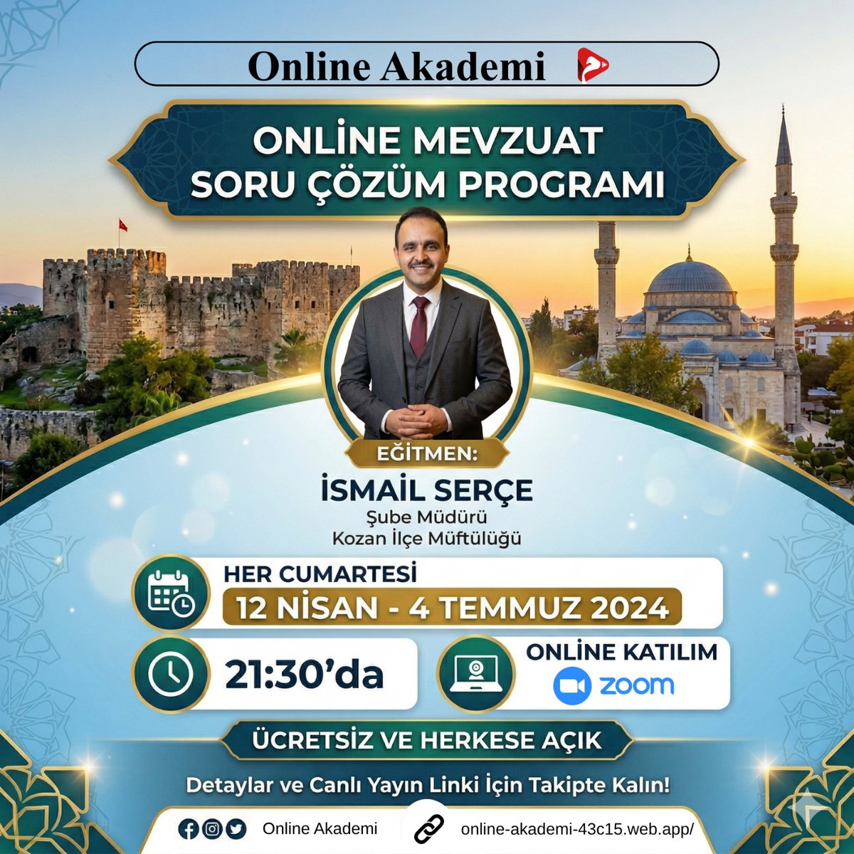 onlineakademiDB's tweet photo. 🏛️ Online Mevzuat Soru Çözümü Başlıyor!
Eğitmen İsmail Serçe ile sınavlara hazırlık süreci başlıyor. 🚀
🗓 12 Nisan-4 Temmuz (Her Cmt)
🕘 21:30 | Ücretsiz &amp; Herkese Açık
🔗 Katılım ve Ders Linkleri İçin:
https://t.co/a0y4w6G3F5

#Mevzuat #OnlineAkademi #İsmailSerçe #SınavHazırlık https://t.co/wcDGu5XnVP