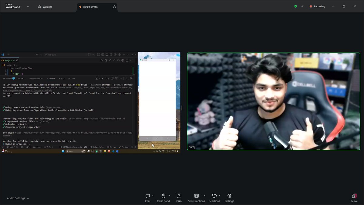 atharvdangedev's tweet image. Aaj ekdm mastt lightt class thaa

Learnt all the different ways our app can be deployed with EAS

Ab main bhi khudka color generator banaunga 😎❤️

#expo #eas #buildshiprepeat
@surajtwt_ @nirudhuuu @ChaiCodeHQ @Hiteshdotcom