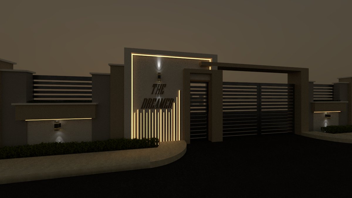 Muzzyflex's tweet photo. Great design lives in the details.
​A look at "The Dreamer" entrance where warm lighting meets cool industrial textures. A perfect balance of security and sophistication.
​Would you want this for your next project? 
​#RealEstateDevelopment #ModernArchitecture #GateDesign https://t.co/40x8gBxbo7