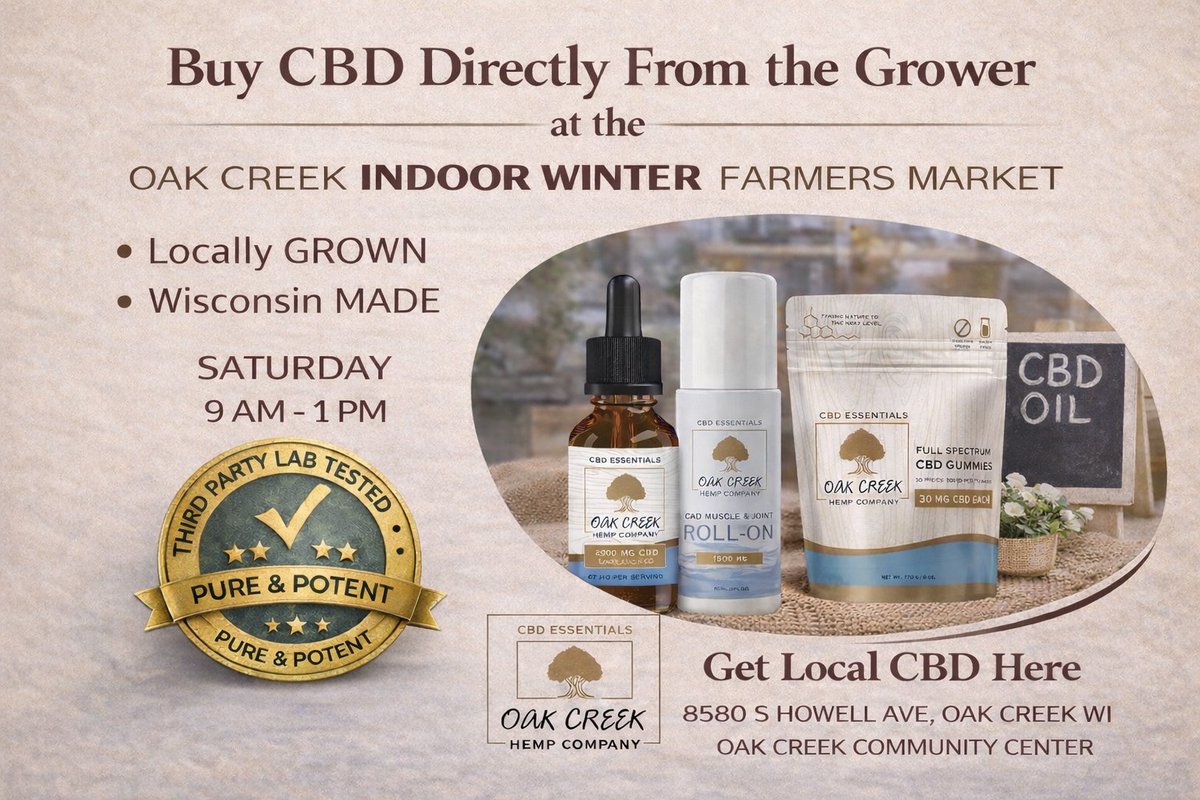 oakcreekhempco's tweet image. 🌟 Join us at the Oak Creek Indoor Market and support local vendors! 🛍️ Our market hours are now from 9 AM to 12 PM for the remainder of the indoor season. Don't miss out on unique finds and delicious treats! Tag a friend who should shop with you! ❤️ #ShopLocal #SupportSmall