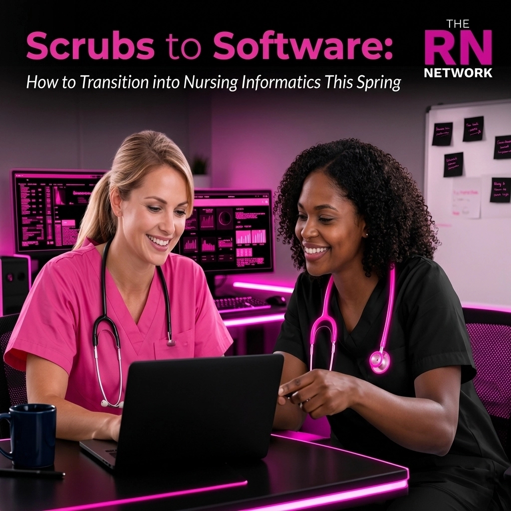 myRNNetwork's tweet image. Feeling bedside burnout? This spring is the perfect time to pivot. Informatics offers a fresh path for your career. 💻✨ If you're focused on growing your nursing career, join The RN Network at RNNet.org today. #NursingInformatics #CareerTransition #RNNetwork
