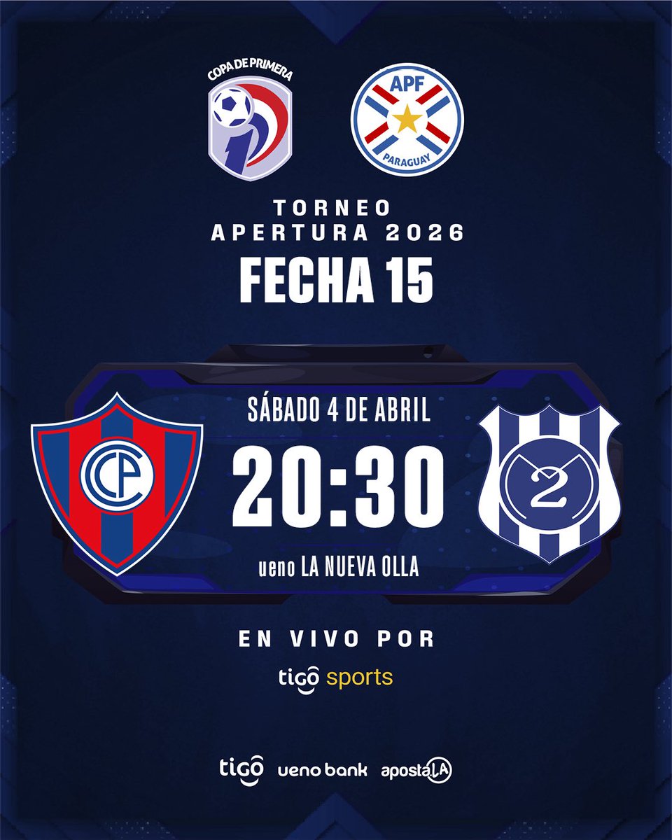 El Ciclón y el Gallo Norteño se citan en barrio Obrero

<a href="/CCP1912oficial/">Club Cerro Porteño</a> vs. <a href="/Club2deMayo/">CS 2 de Mayo</a>, desde las 20:30, por la fecha 15 del Apertura.

🗞️ goo.su/X7XGue

#AperturaAPF2026 🇵🇾
#CopaDePrimera 🏆