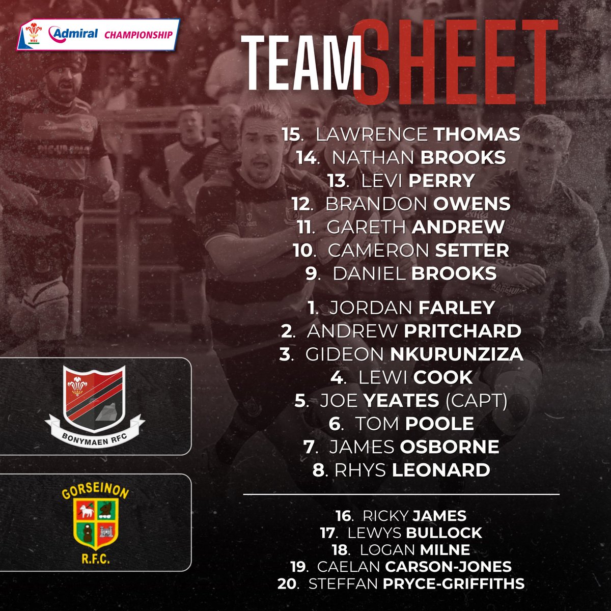 Bonymaenrugby's tweet photo. Match Day 🏉

📍Parc Mawr, SA1 7JF
⏰ 14:30
🆚 Gorseinon RFC
🏆 Admiral Championship West 

#UppaMaen #WRUcommunity https://t.co/qs0LuI08Ih