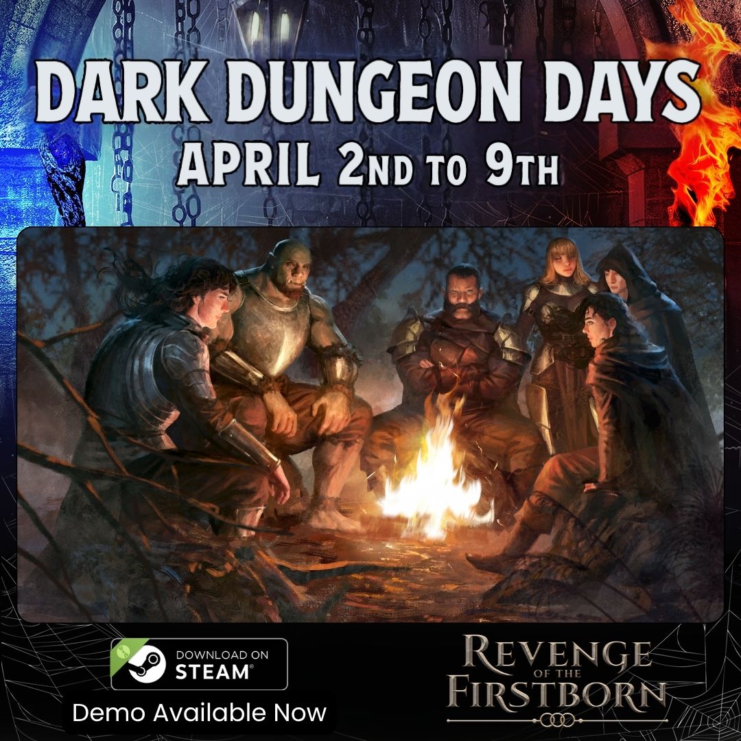 rob_koska's tweet photo. Gather your party and prepare to venture forth!

Revenge of the Firstborn demo now live alongside the #DarkDungeonDays event on Steam!

#CRPG #indiegame https://t.co/wahx8pz4Vo