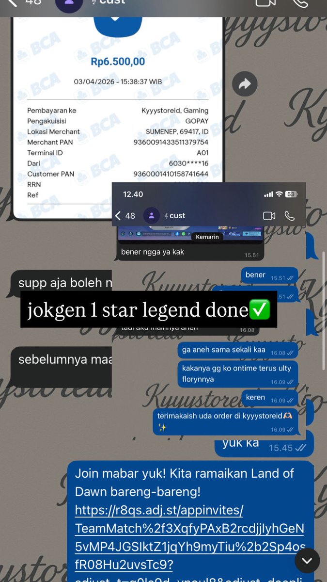 fakhruddinass's tweet photo. testi joki ml kyyystoreid

- jokgen 1 star legend✅
- joki req benet 3 star✅
- joki ml req hero parsha 2 atar mythic✅

joki ml ready yaa sung proses no wlwl harga pelajar. order wa aku di bio yaa🙌🏼✨ https://t.co/OTzUsQy5G9