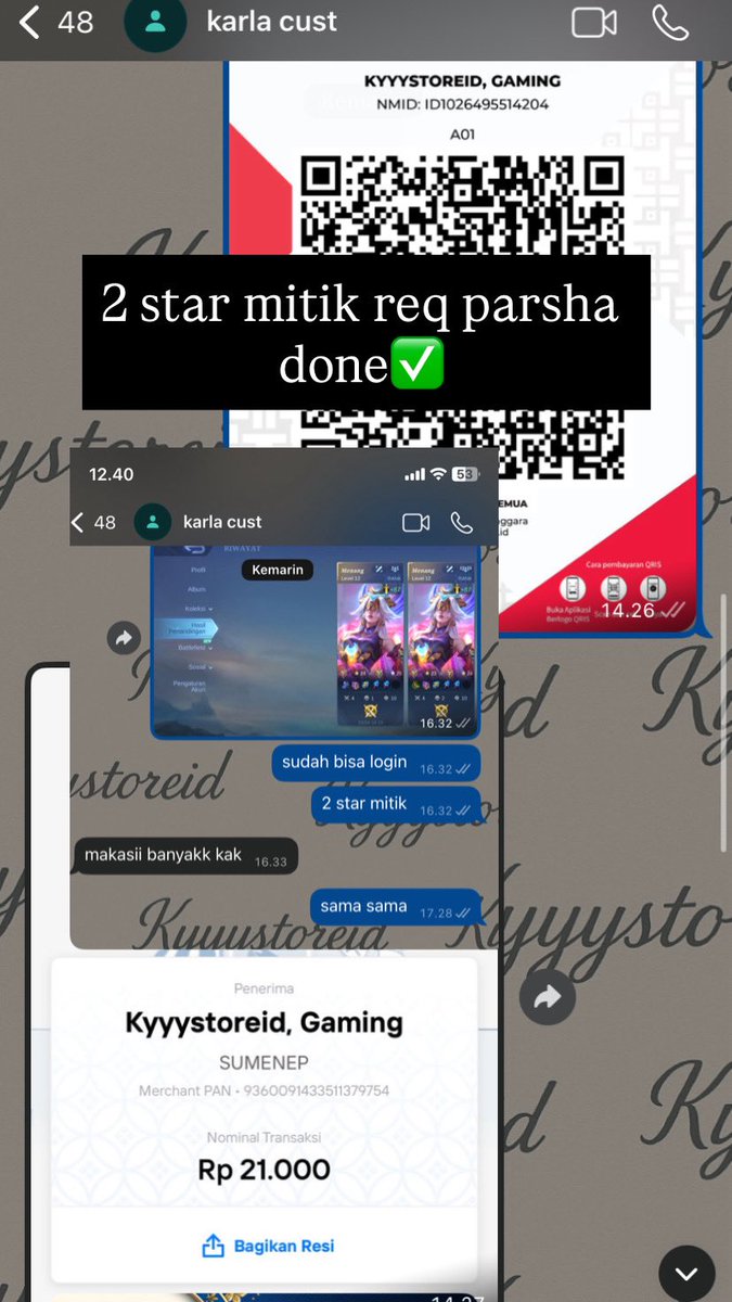 fakhruddinass's tweet photo. testi joki ml kyyystoreid

- jokgen 1 star legend✅
- joki req benet 3 star✅
- joki ml req hero parsha 2 atar mythic✅

joki ml ready yaa sung proses no wlwl harga pelajar. order wa aku di bio yaa🙌🏼✨ https://t.co/OTzUsQy5G9