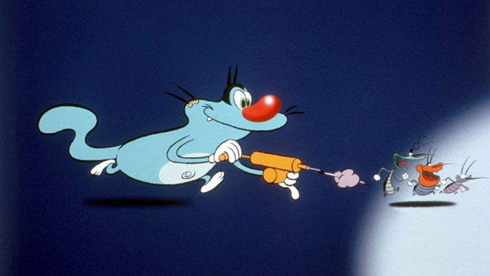Oggy_57642's tweet photo. High quality pics of early promotional Oggy and the Cockroaches art (presumably) drawn by Jean Yves Raimbaud. https://t.co/vHN2fgZifg