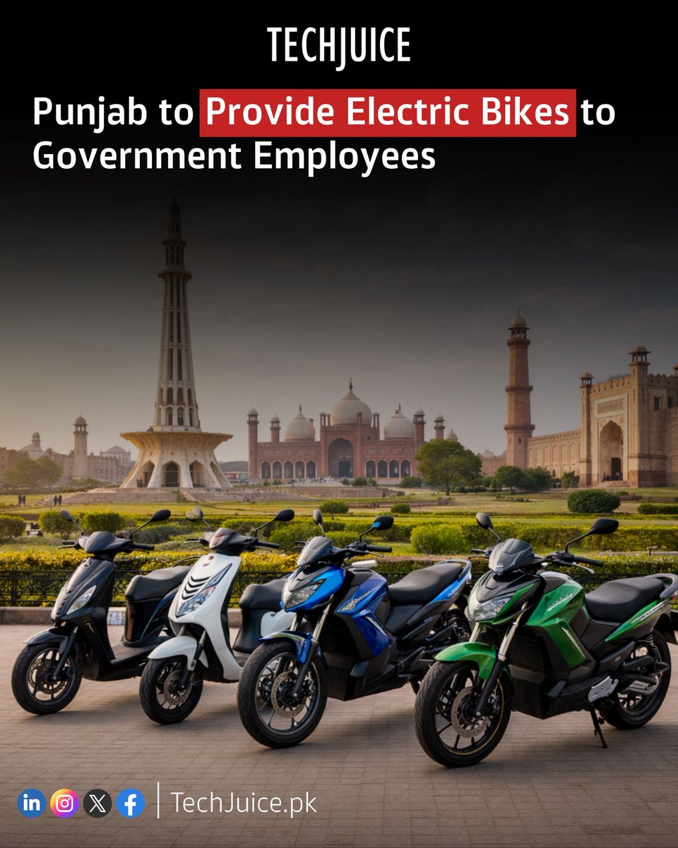 TechJuicePk's tweet image. Punjab to Provide Electric Bikes to Excise Staff.
Punjab plans to provide electric bikes to Excise Department employees to boost field performance and support its Rs. 73 billion recovery target. Bikes will be allocated to both male and female inspectors based on performance.